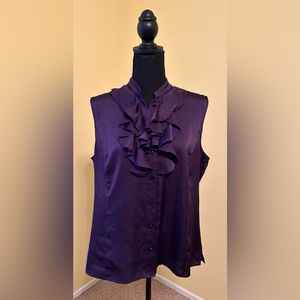 Alex Marie Purple Ruffled Blouse. Size PXL